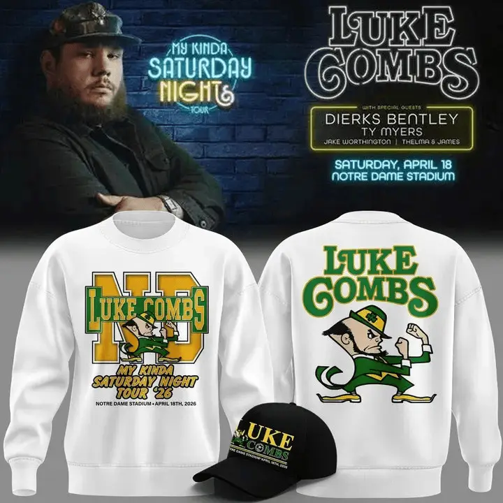 Luke Combs Notre Dame '26 Sweatshirt My Kinda Saturday Night Tour Merch Husband Gift