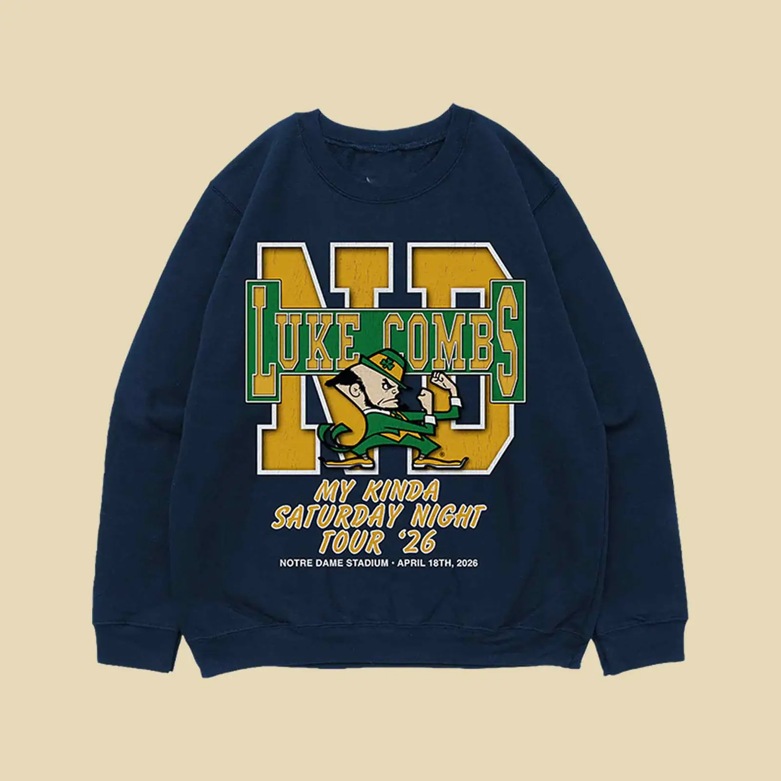 Luke Combs Notre Dame Sweatshirt My Kinda Saturday Night Tour Clothing Concert Gift