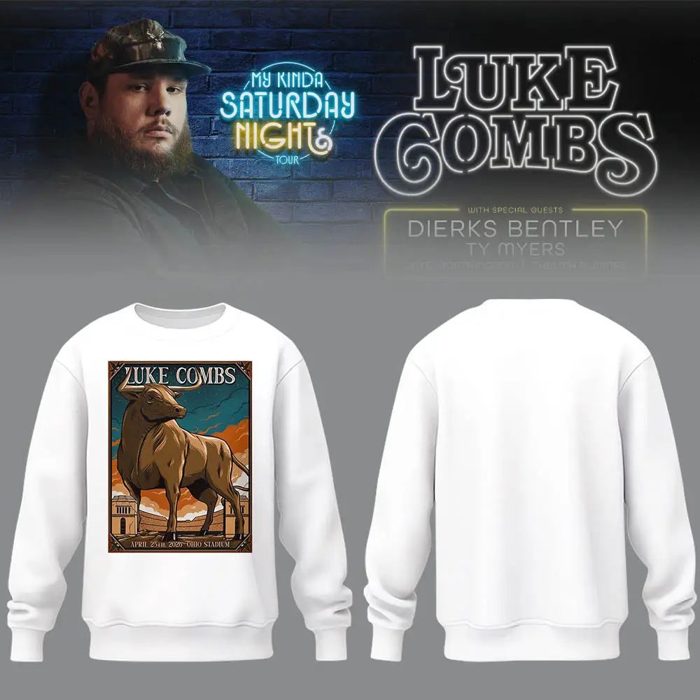 Luke Combs Ohio Stadium Merch My Kinda Saturday Night Tour Bull Sweatshirt Gift Ideas Luke Combs Ohio Stadium Merch My Kinda Saturday Night Tour Bull Sweatshirt Gift Ideas - Image 1