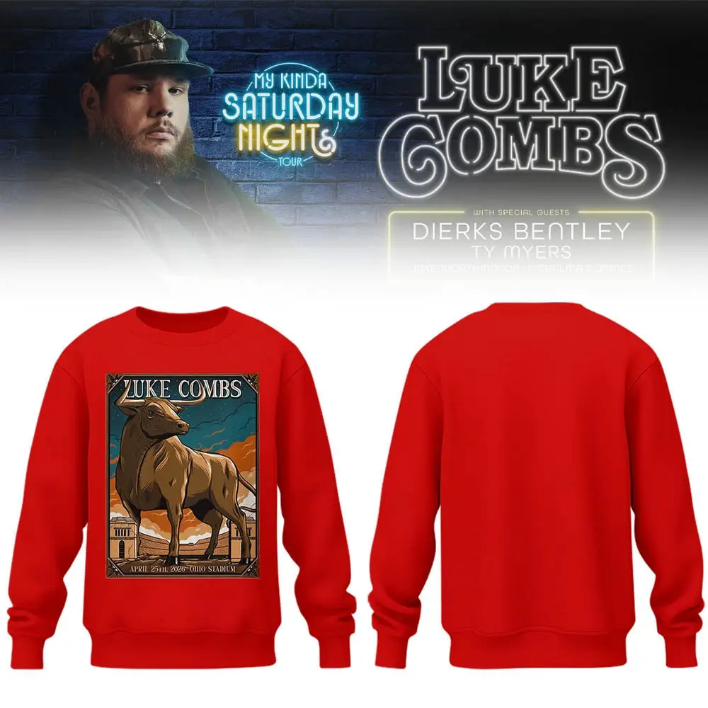 Luke Combs Ohio Stadium Merch My Kinda Saturday Night Tour Bull Sweatshirt Men's Gift
