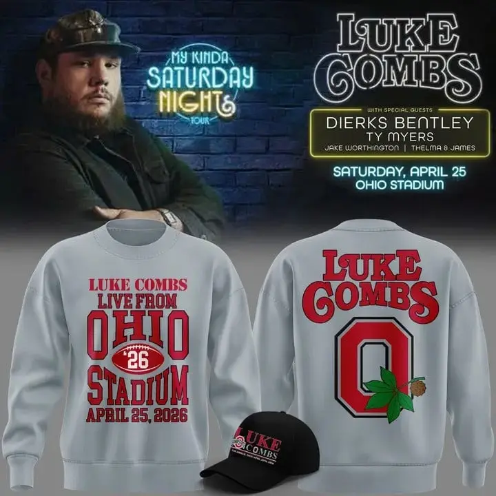 Luke Combs Ohio Stadium Merch My Kinda Saturday Night Tour Dates 2026 Sweatshirt Dad's Gift