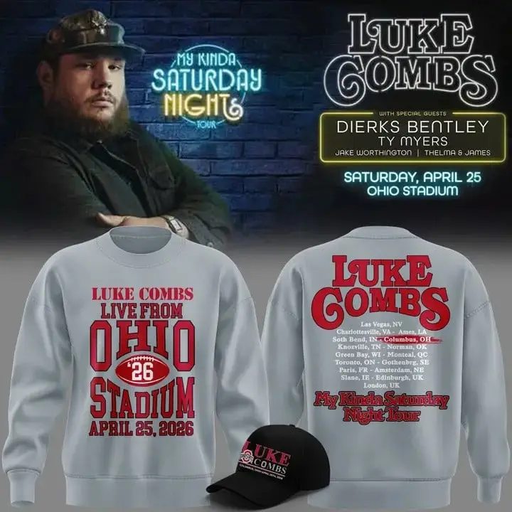 Luke Combs Ohio Stadium Merch My Kinda Saturday Night Tour Dates 2026 Sweatshirt Gift Ideas Luke Combs Ohio Stadium Merch My Kinda Saturday Night Tour Dates 2026 Sweatshirt Gift Ideas - Image 1