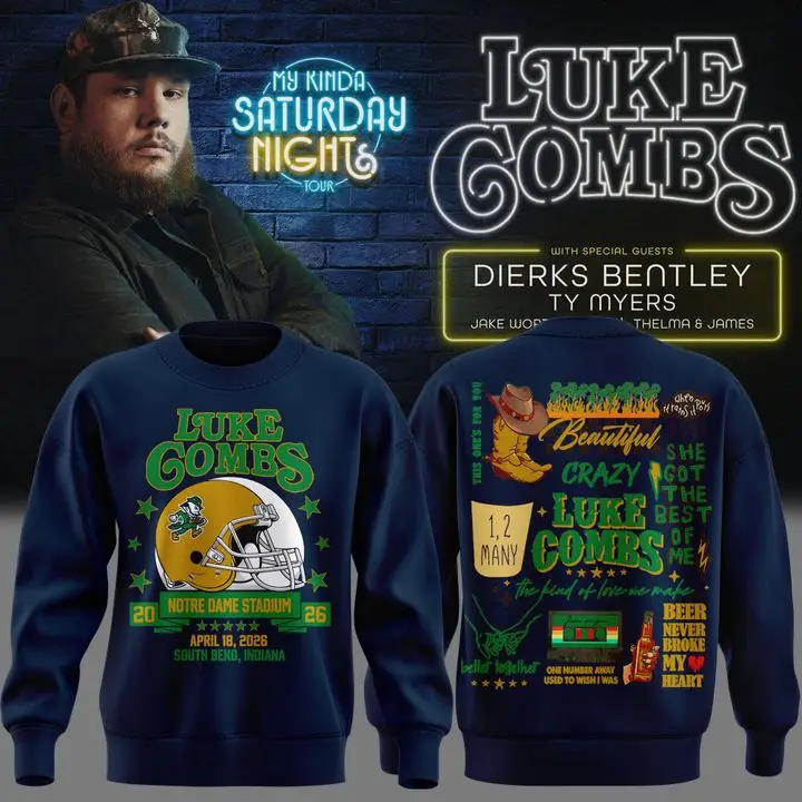 Luke Combs x Notre Dame Stadium Merch My Kinda Saturday Night Tour '26 Sweatshirt1