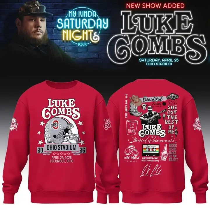 Luke Combs x Ohio State Stadium 2026 Tour Merch My Kinda Saturday Night Tour Sweatshirt Gear