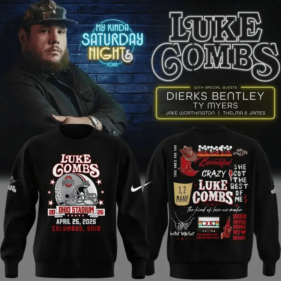 Luke Combs x Ohio State Stadium Sweatshirt 2026 My Kinda Saturday Night Apparel Husband Gift