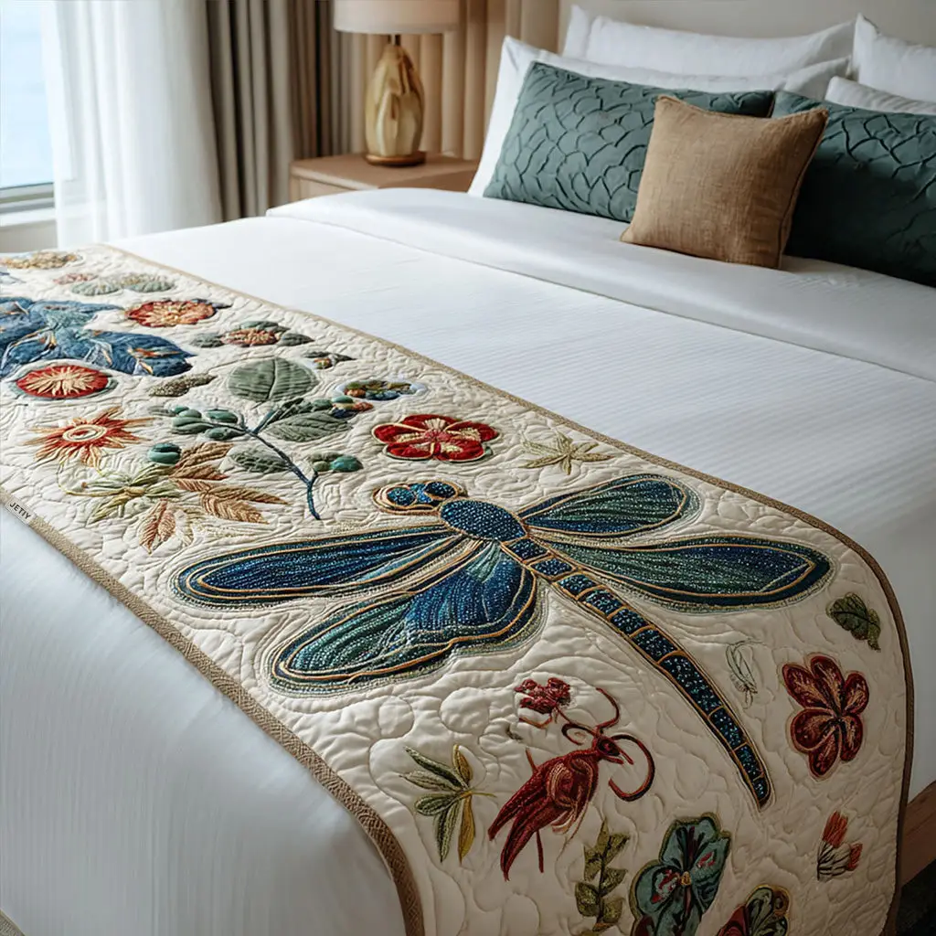 Luminous Hover Quilted Bed Runner Modern Home Detail Gift for Coworkers