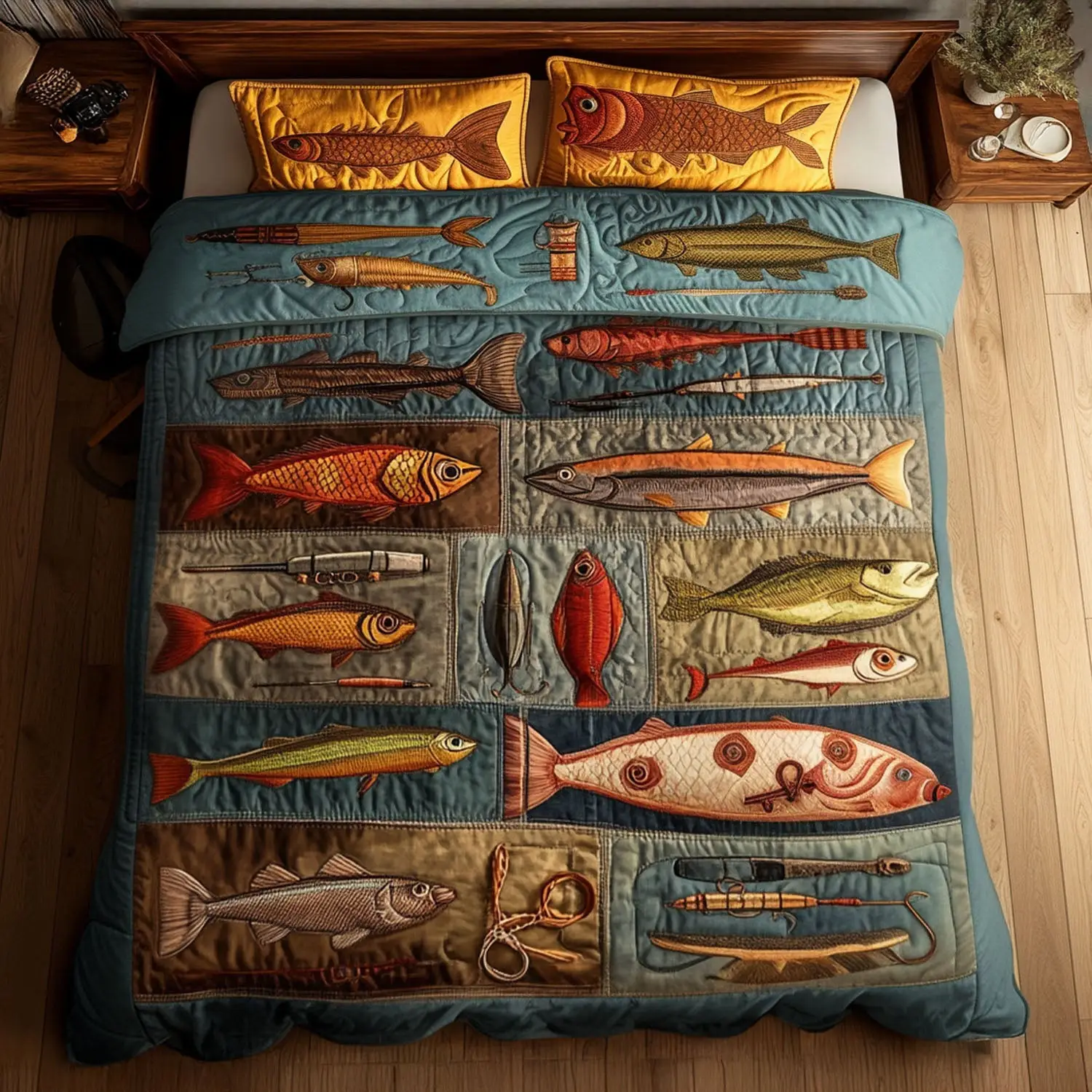 Lure Legends Quilted Bedding Set Bed Decorations Best Fishing Christmas Gifts Lure Legends Quilted Bedding Set Bed Decorations Best Fishing Christmas Gifts - Image 1