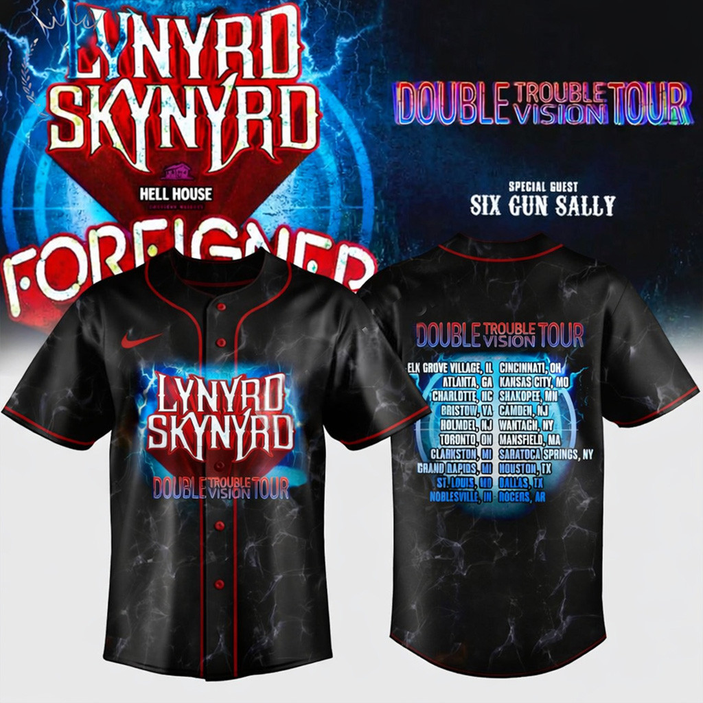 Lynyrd Skynyrd Double Trouble Double Vision Tour Baseball Jersey Lynyrd Skynyrd Merch For Fans