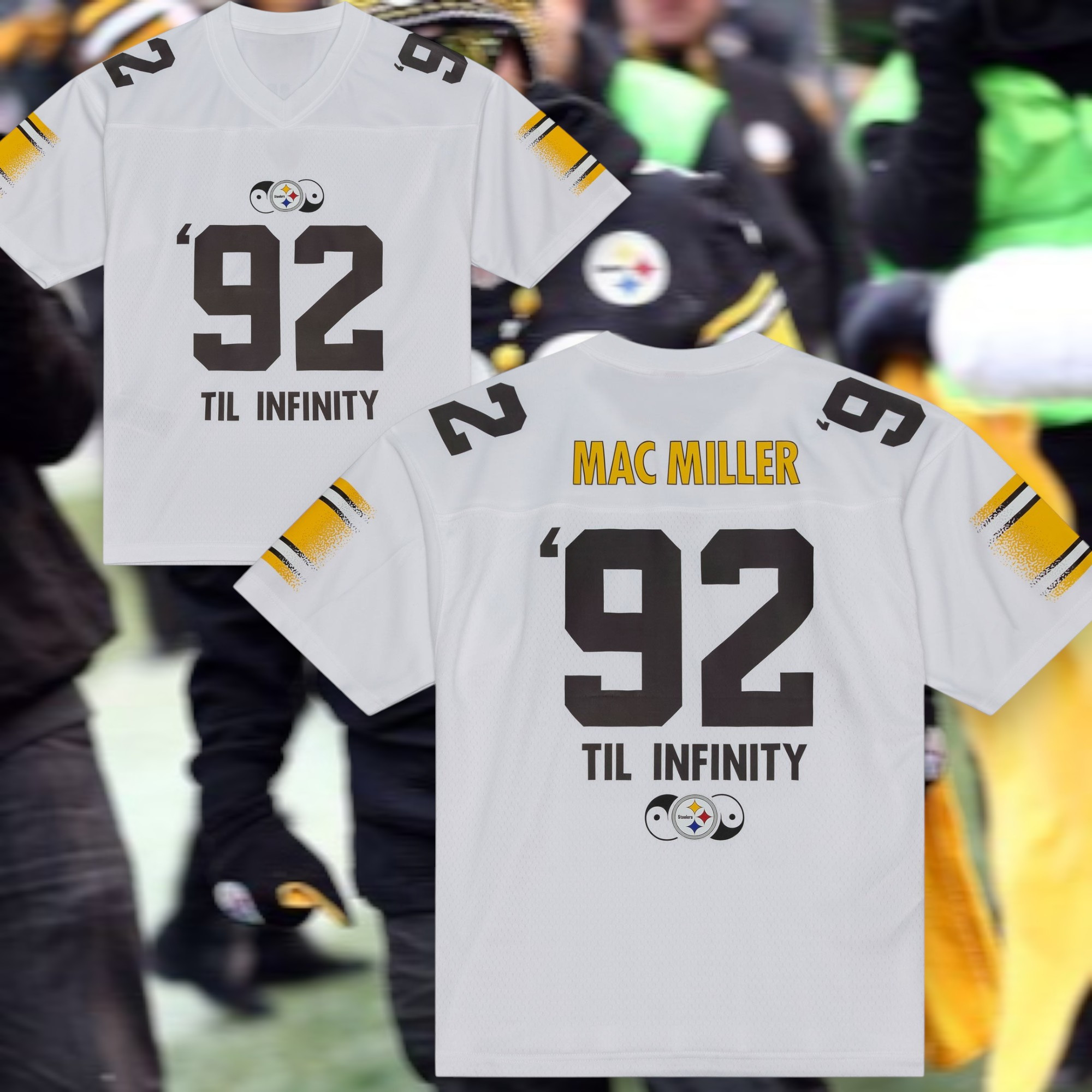 Mac Miller x Steelers Merch V-Neck Jersey 92 Til Infinity Clothes Gift Ideas For Fans