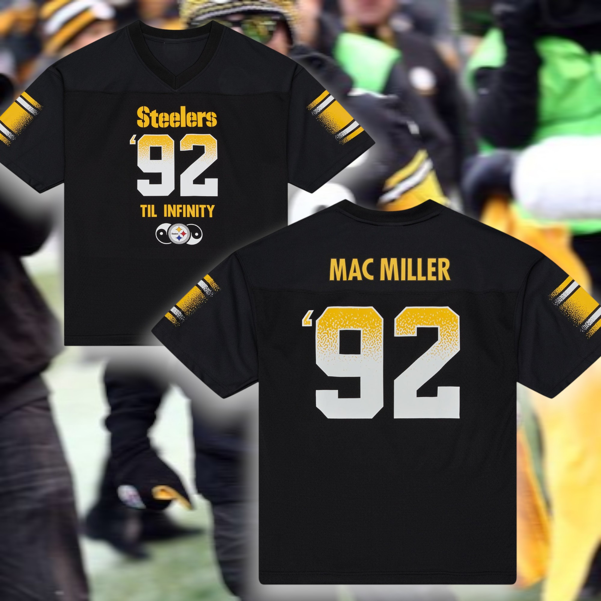 Mac Miller x Steelers Merch V-Neck Jersey Pittsburgh Fan Clothes Gift Ideas For Fans