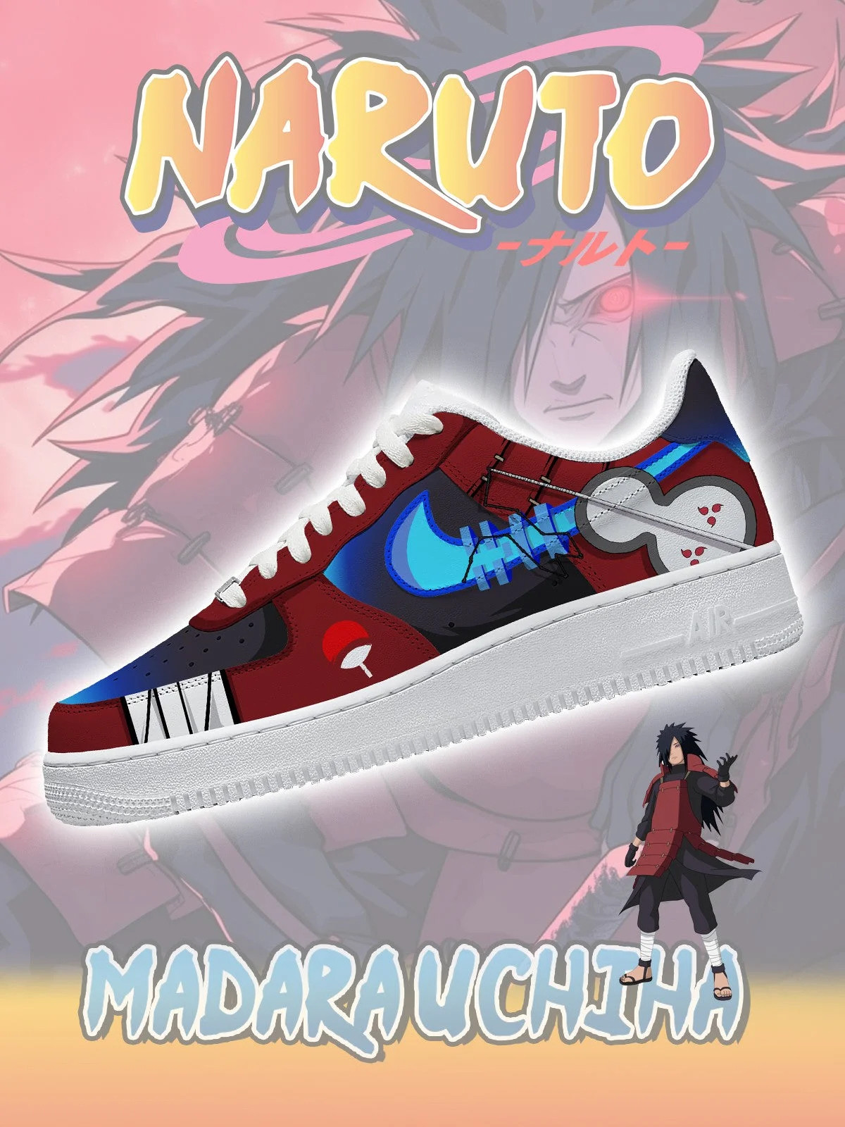 Madara Uchiha Version 2 Air Force 1 Shoes Sneakers Madara Uchiha Version 2 Air Force 1 Shoes Sneakers - Image 1