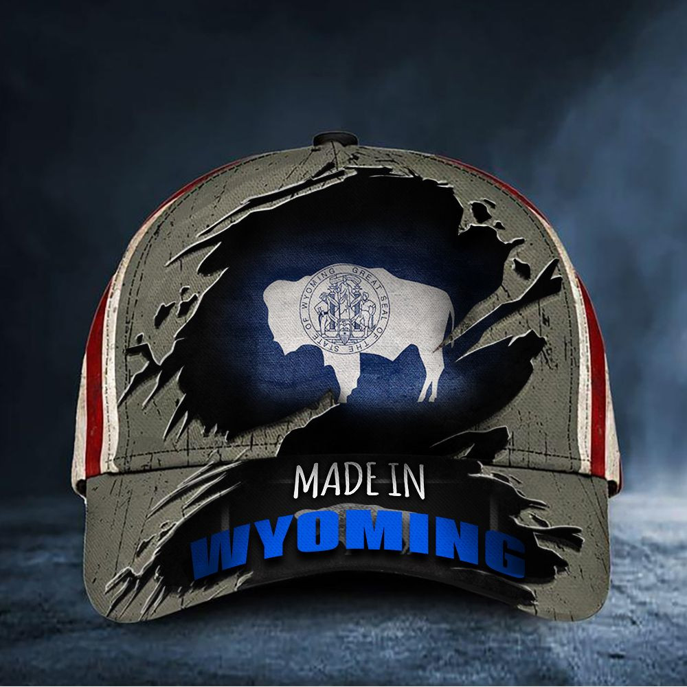 Made In Wyoming Hat American Flag Baseball Cap Patriotic Wyoming State Merch Mens Gift
