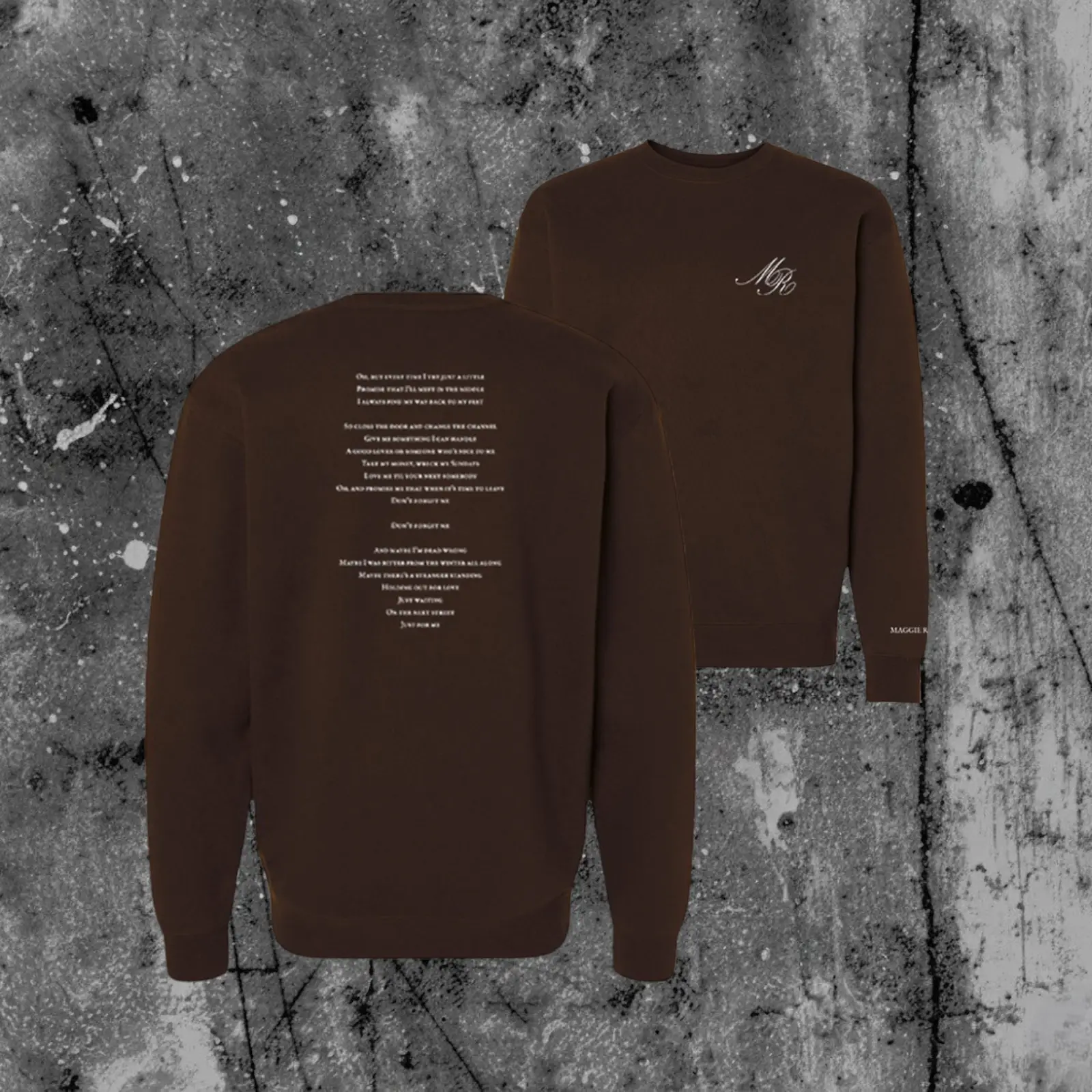Maggie Rogers Merch Don't Forget Me Anniversary Lyric Brown Crewneck Present For Indie Pop Listener