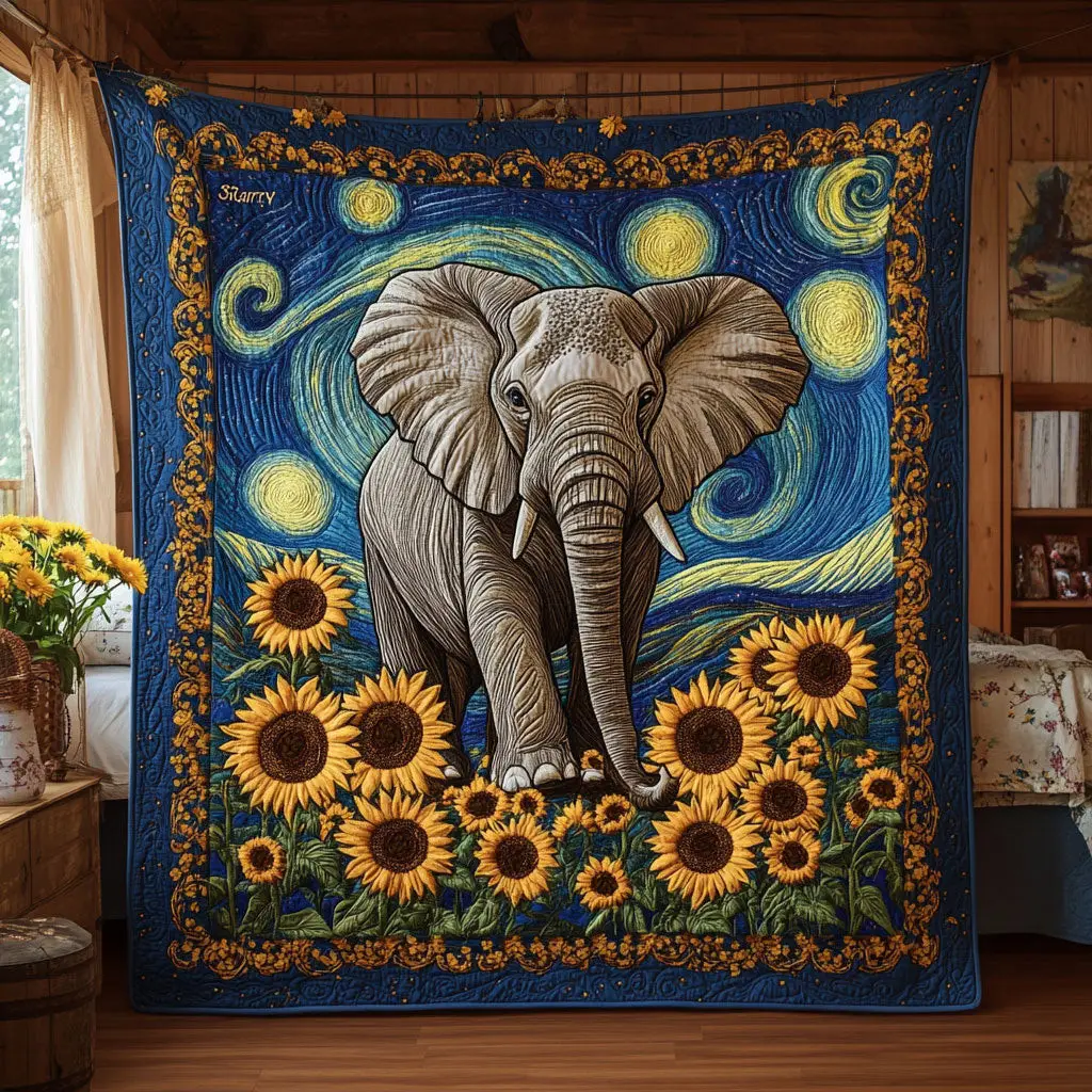 Magic Elephant Quilt Beautiful Printed Quilt Blanket for Home Aesthetics Magic Elephant Quilt Beautiful Printed Quilt Blanket for Home Aesthetics - Image 1