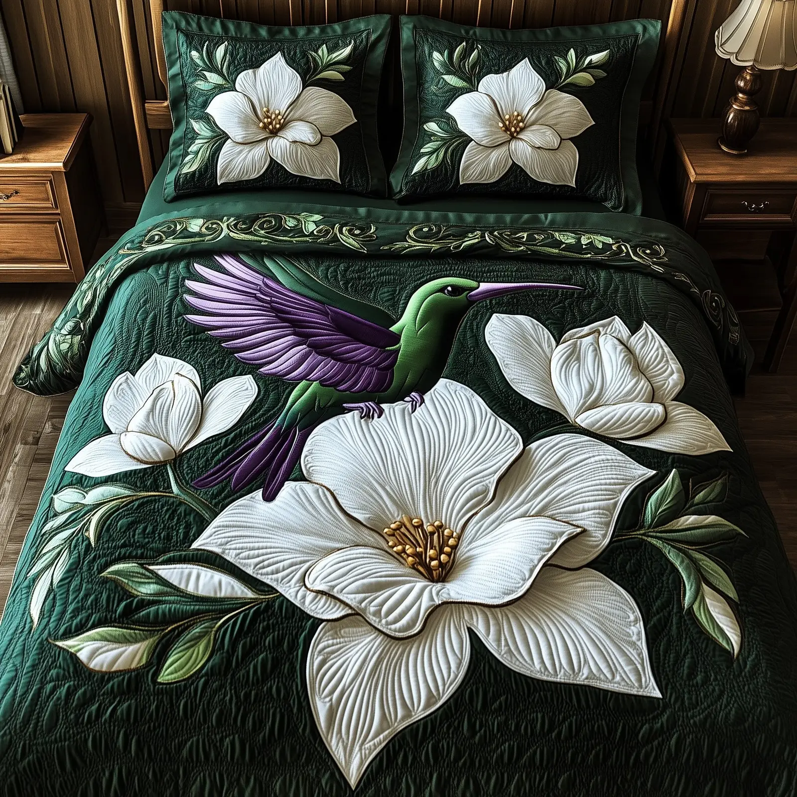 Magnolia Dance Quilted Bedding Set Modern Design
