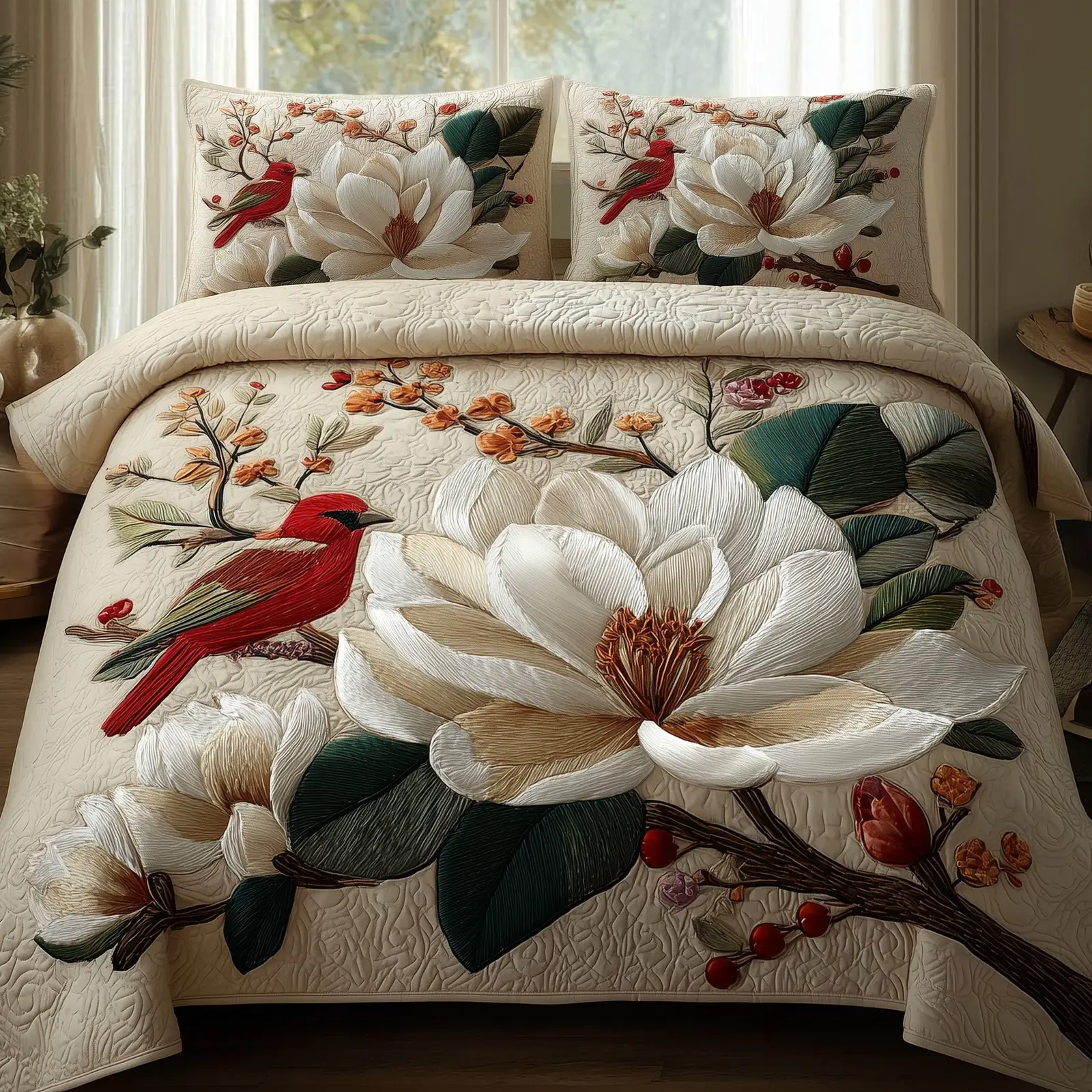 Magnolia Quilted Bedding Set Wedding Gift