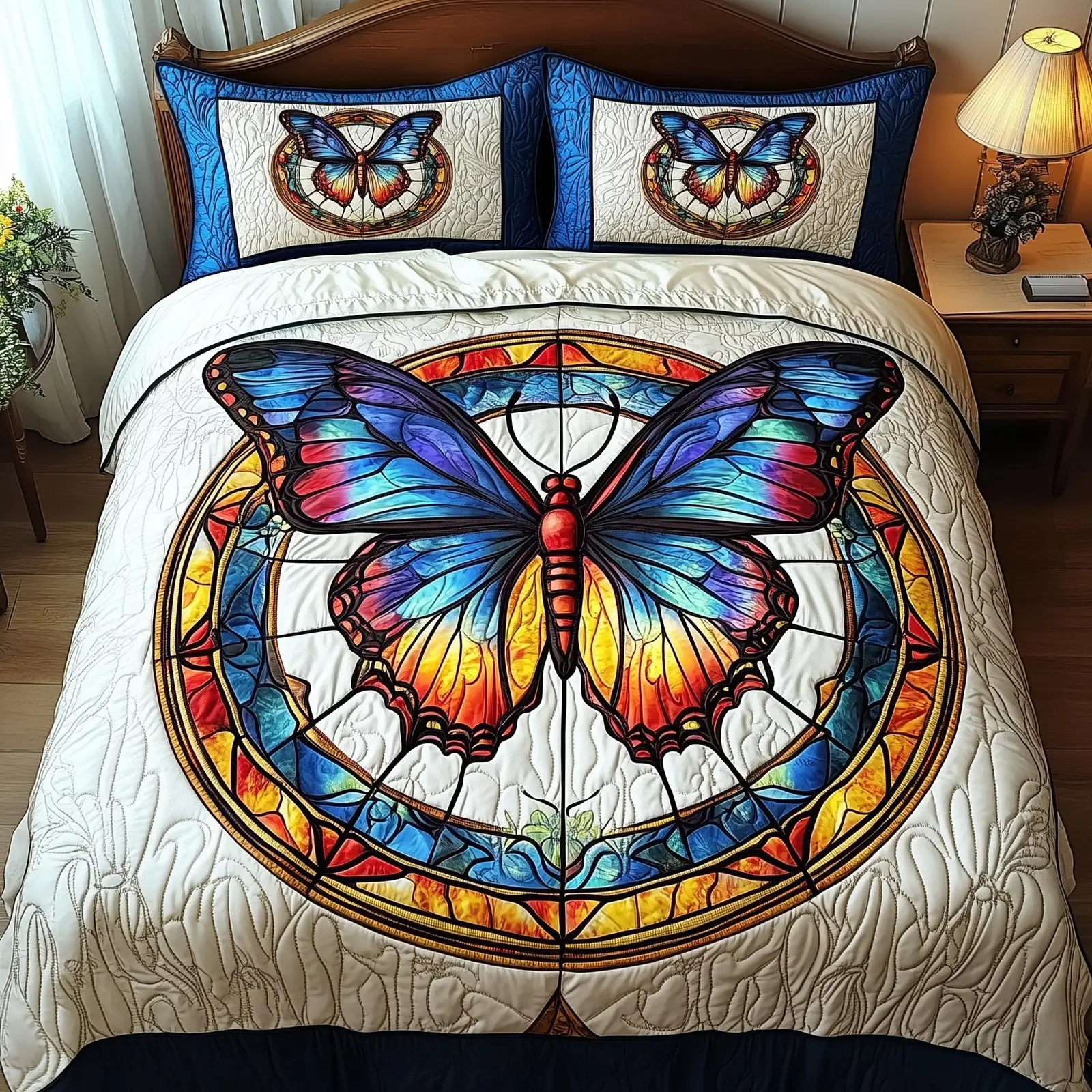 Majestic Butterfly Quilted Bedding Set Breathable
