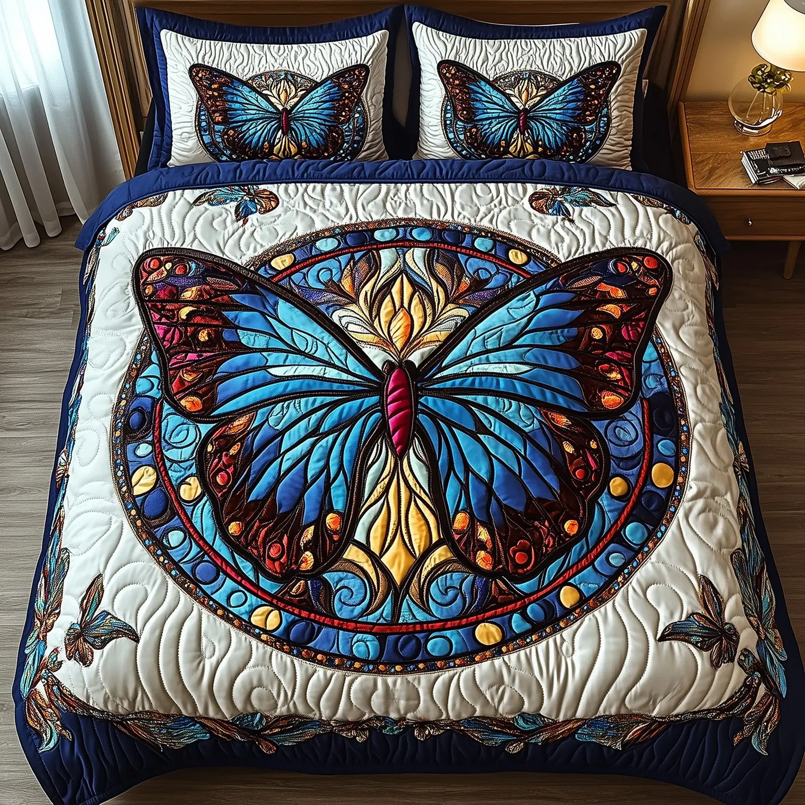 Majestic Butterfly Quilted Bedding Set Hypoallergenic