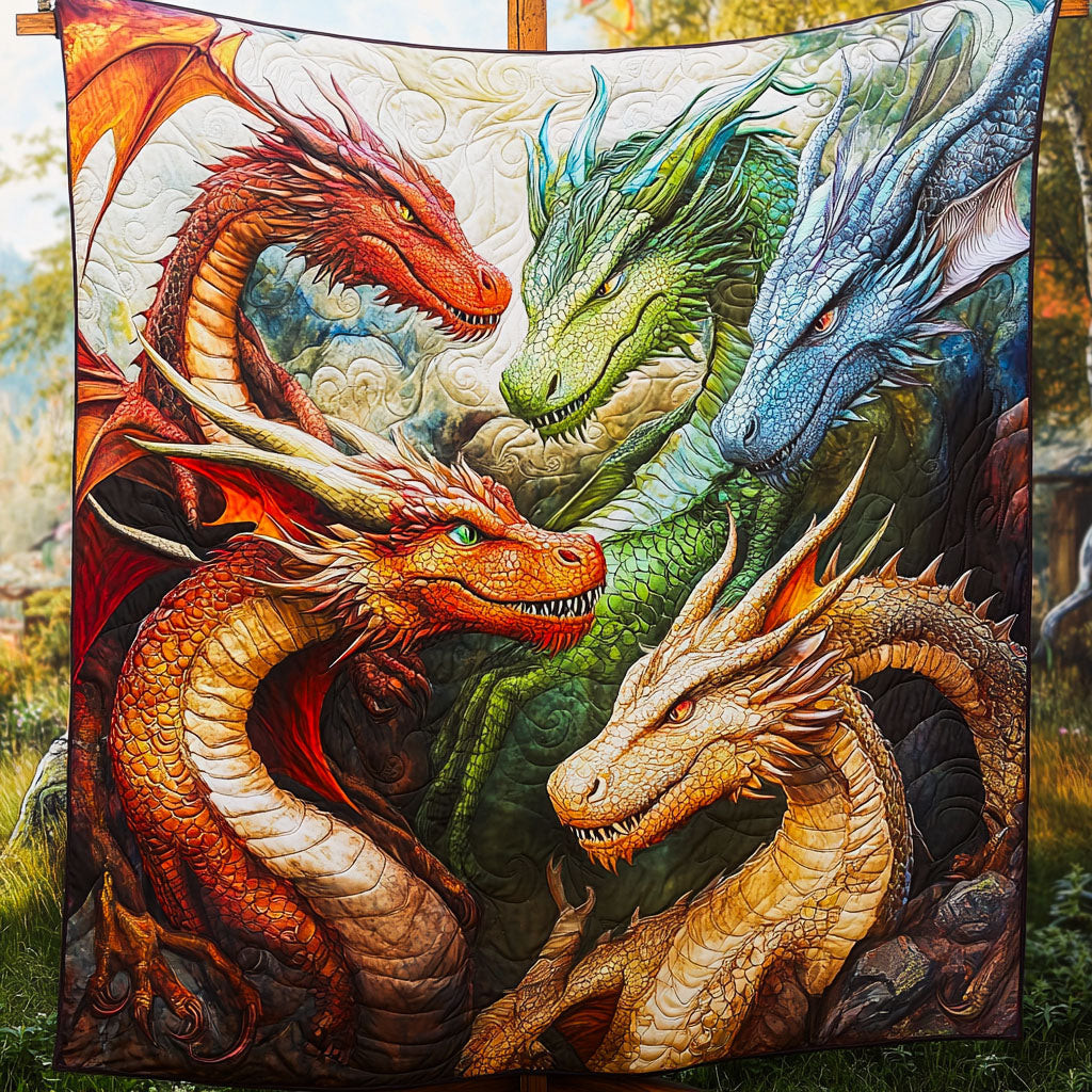 Majestic Dragons Quilted Blanket Bedroom Decor Christmas Cool Gifts For Dragon Lovers