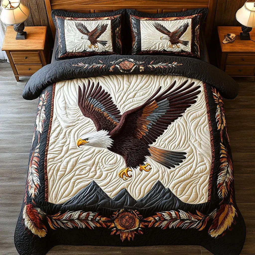 Majestic Flight Quilted Bedding Set Duvet Cover Bedspread Animal Lovers Gifts