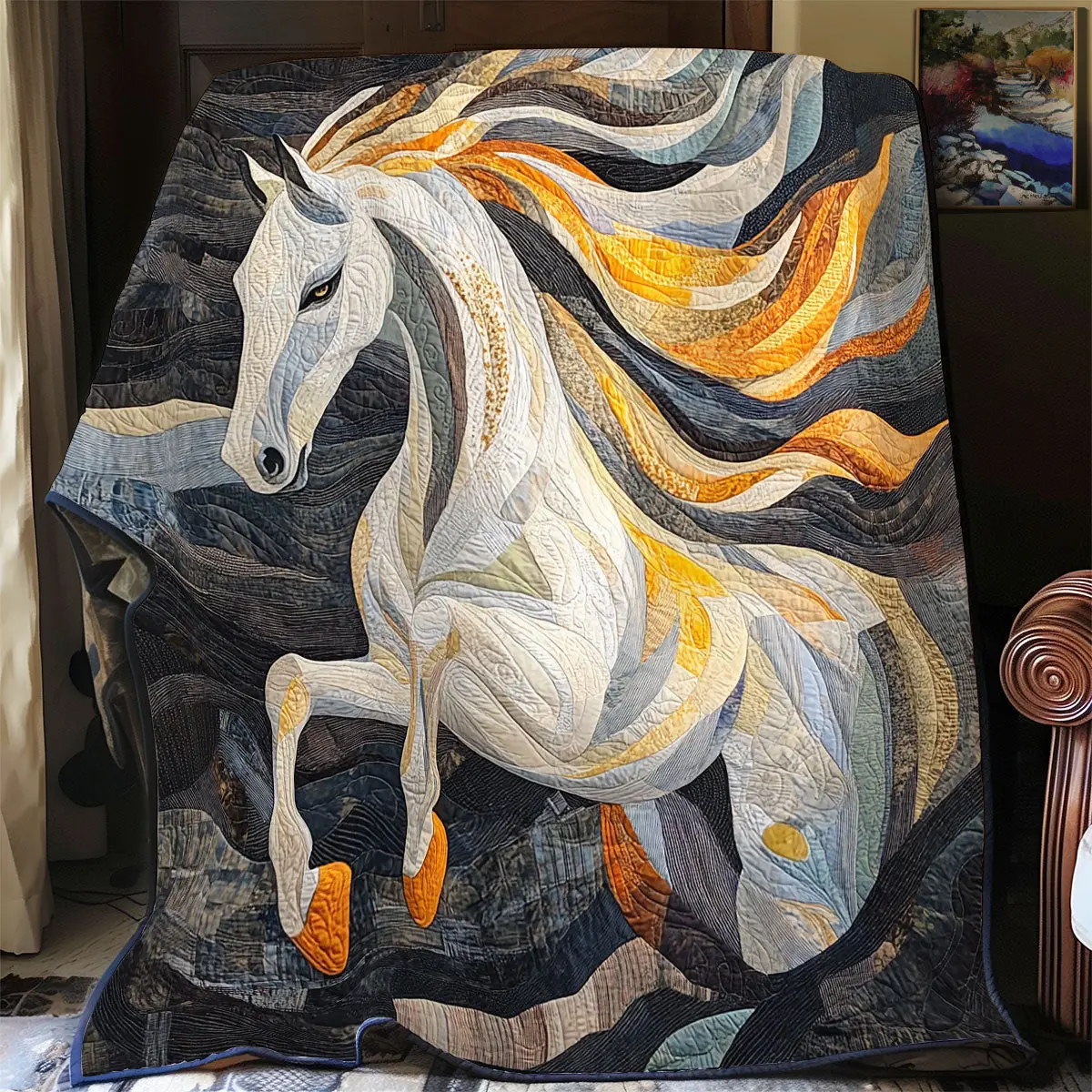 Majestic Horse Quilt Blankets Couch Good Gifts For Dads 50Th Birthday