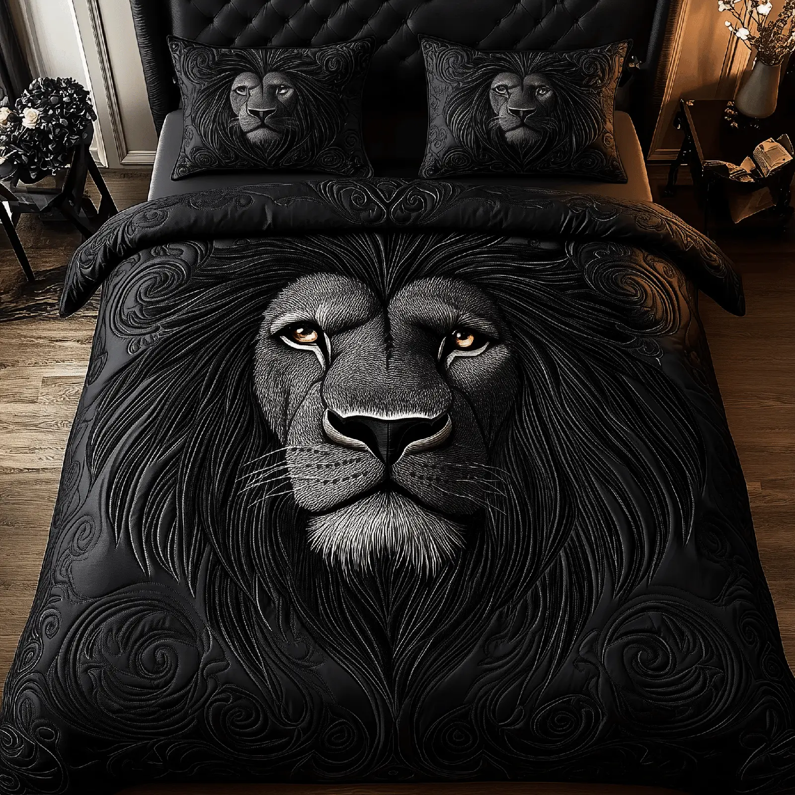Majestic Lion Quilted Bedding Set Christmas Bedding Set Christmas Gifts For Couples