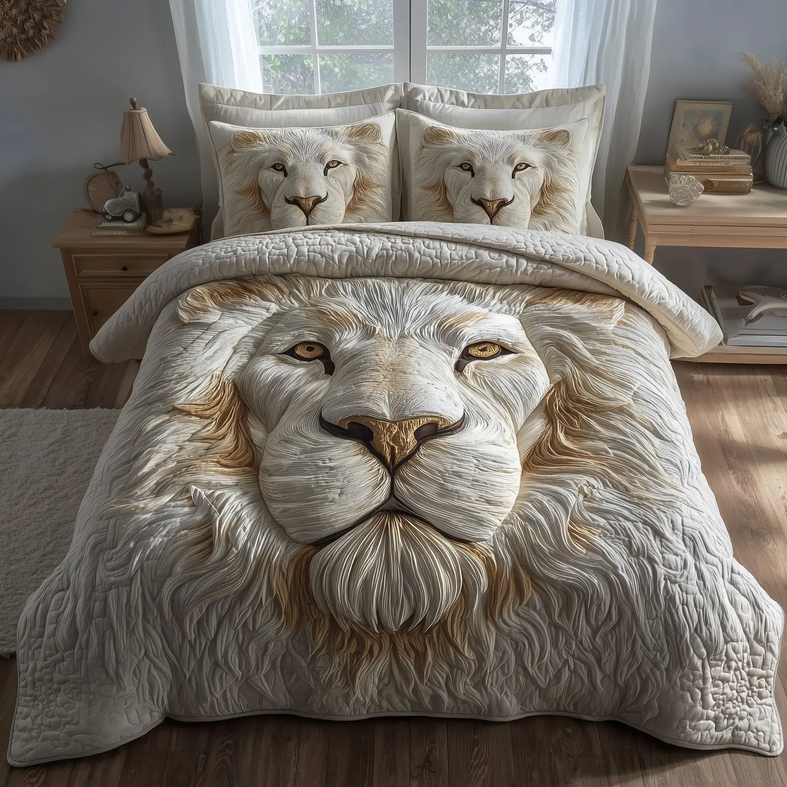 Majestic Lion Quilted Bedding Set Cozy Bedroom Majestic Lion Quilted Bedding Set Cozy Bedroom - Image 1