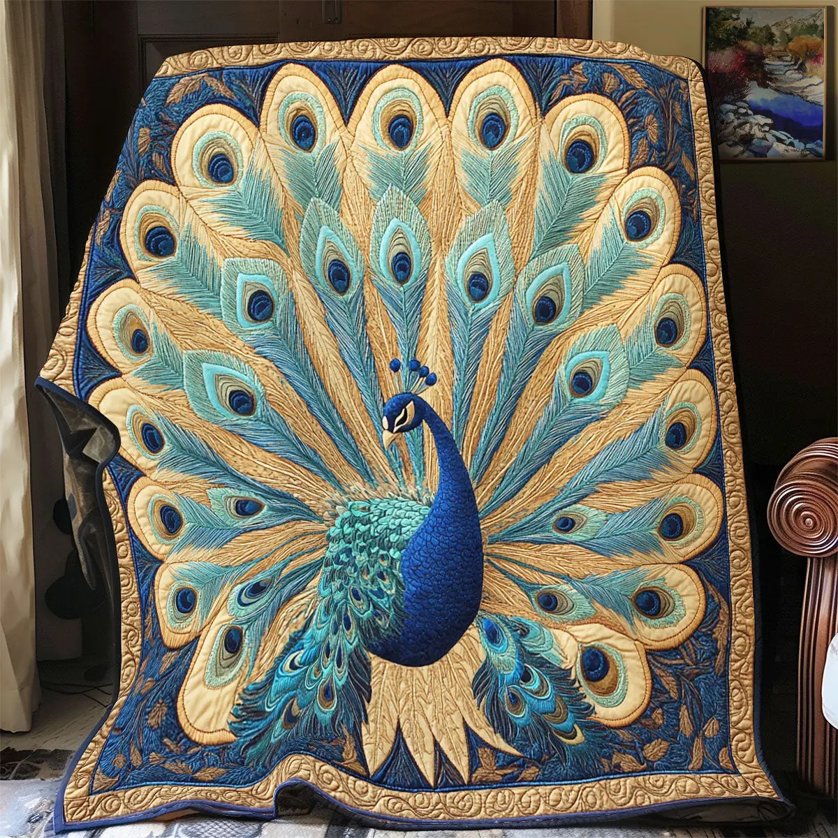 Majestic Peacock Quilted Throw Blankets 50Th Birthday Gifts For Men
