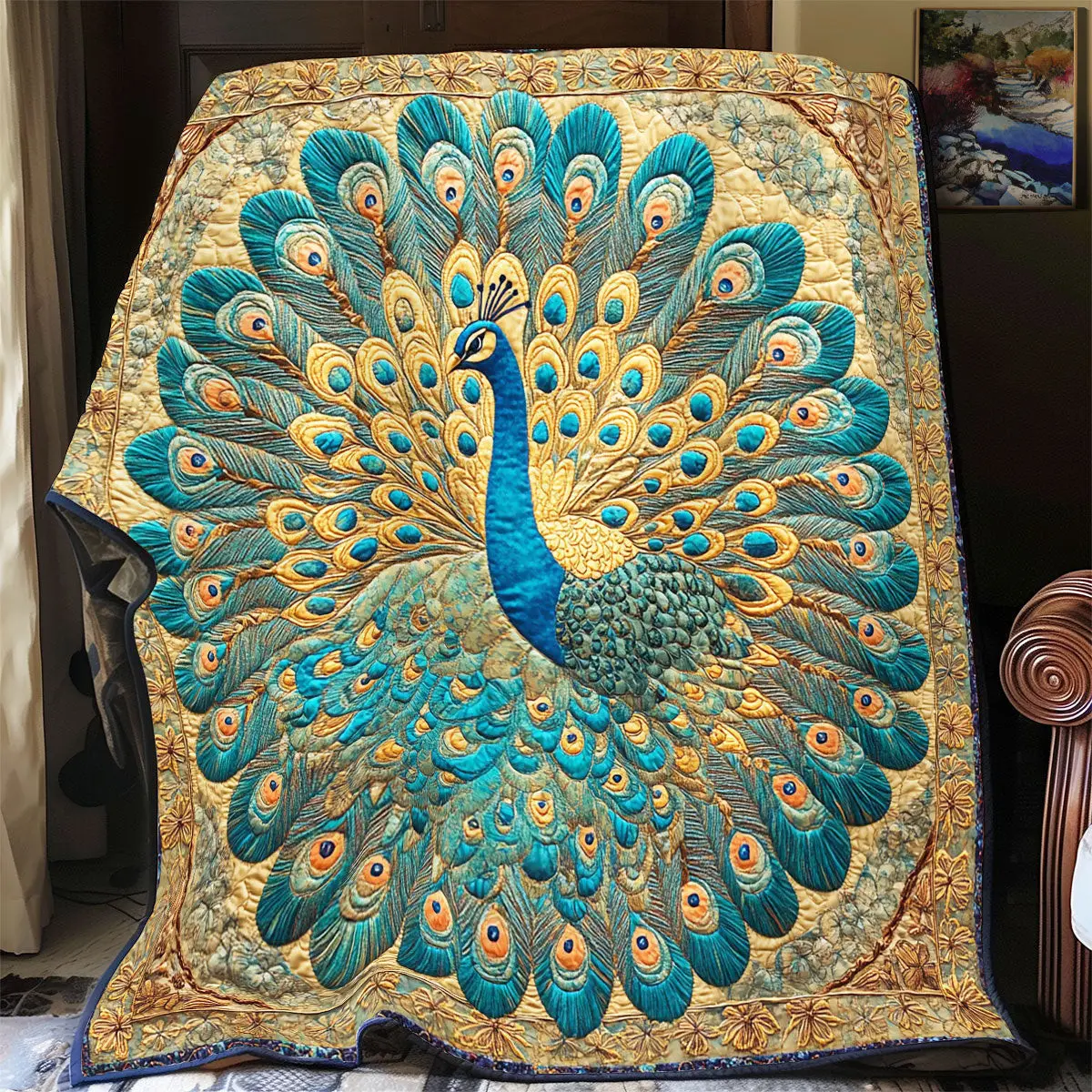 Majestic Peacock Quilted Throw Blankets Father's Day Gifts For Husband Majestic Peacock Quilted Throw Blankets Father's Day Gifts For Husband - Image 1