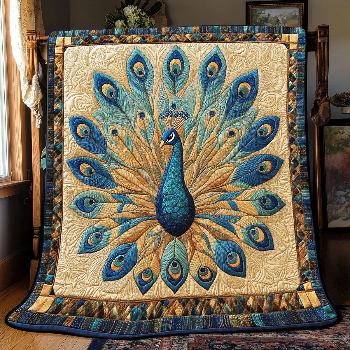 Majestic Peacock Quilted Throw Blankets Mother's Day Gifts For Daughter