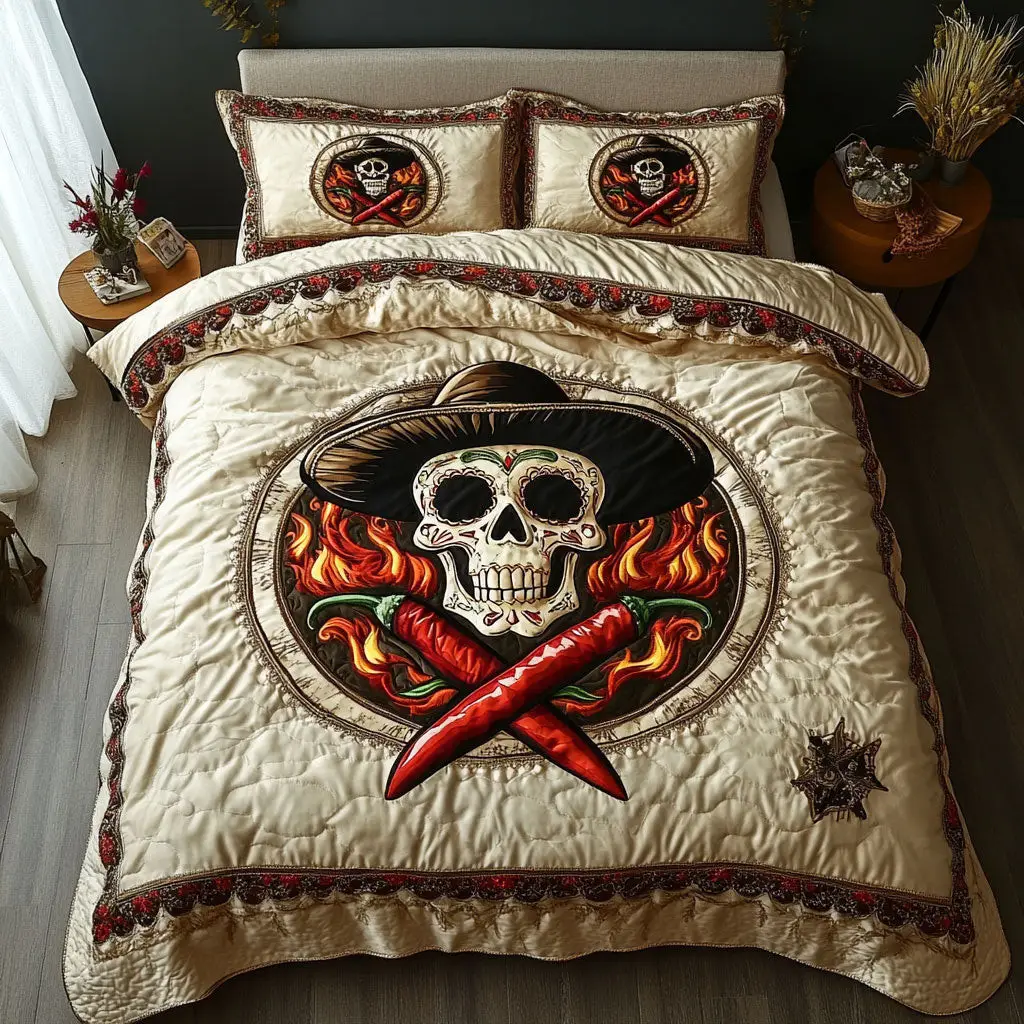 Majestic Skull Quilted Bedding Set Duvet Cover Bedspread Gifts Bedroom Decorative Majestic Skull Quilted Bedding Set Duvet Cover Bedspread Gifts Bedroom Decorative - Image 1