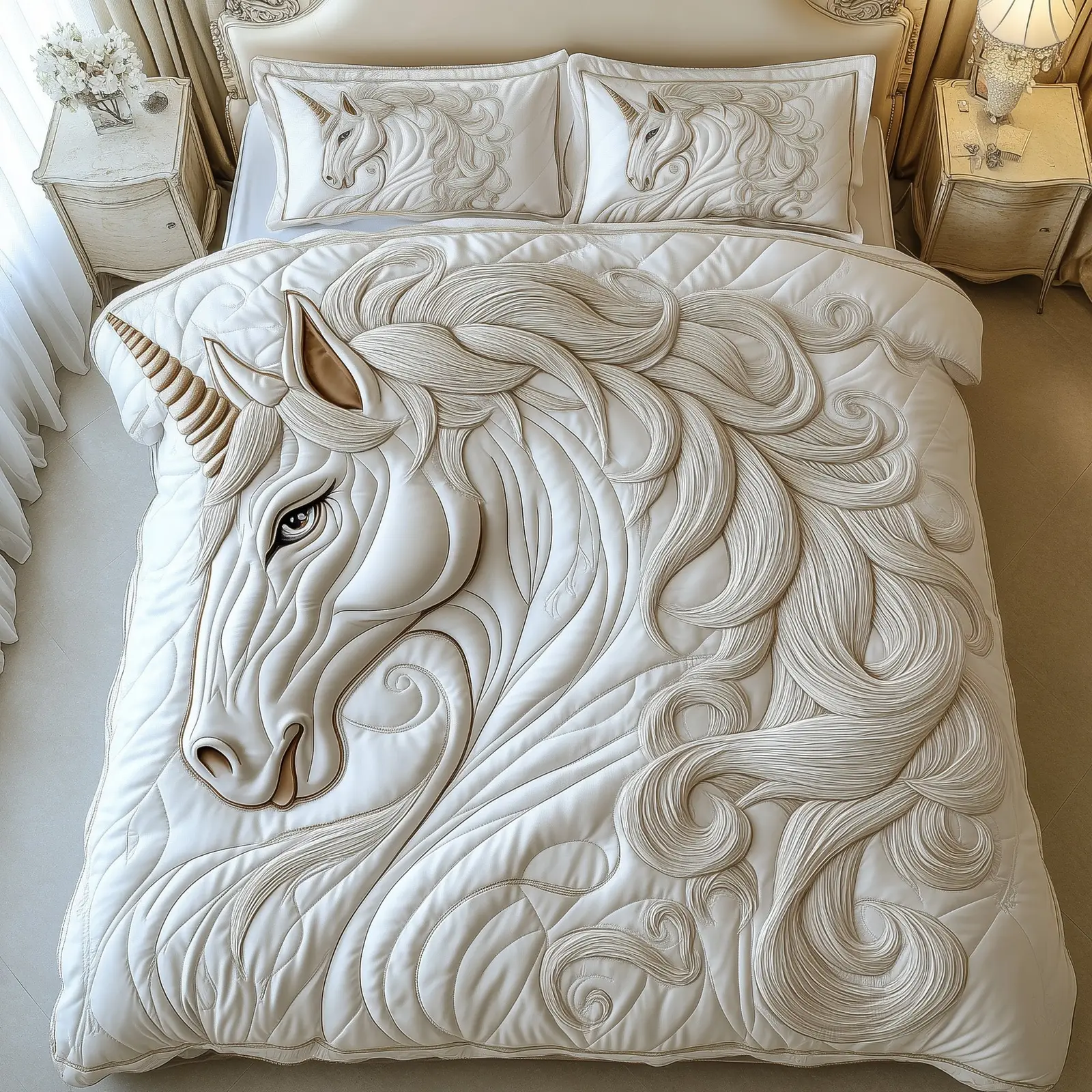 Majestic Unicorn Quilted Bedding Set For Men For Couples Anniversary Gift