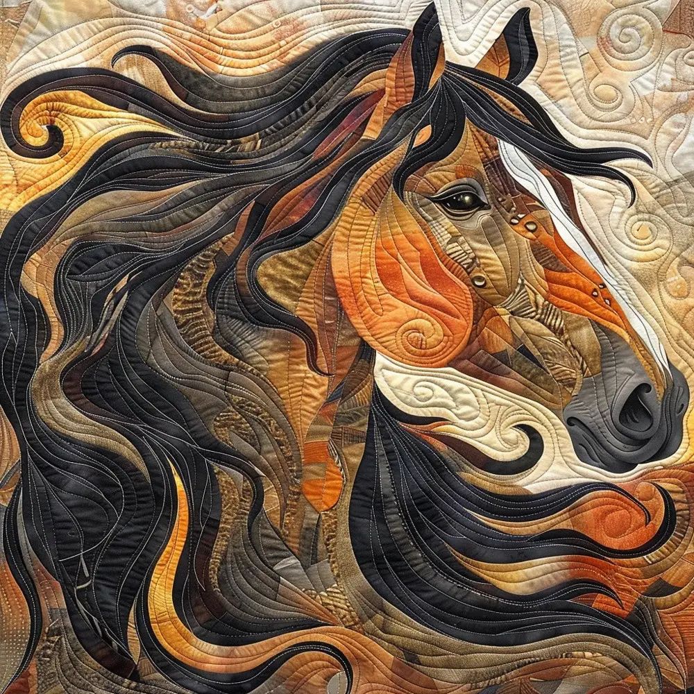 Majestic Wild Horse Quilted Blanket Western Art Cozy Bedding Warm Throw Best Gift Horse Lovers