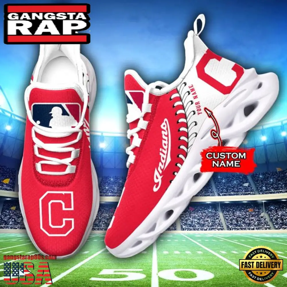 Major League Baseball Cleveland Indians Unique Design Custom Name Air Max Shoes Air Cushion Sneakers