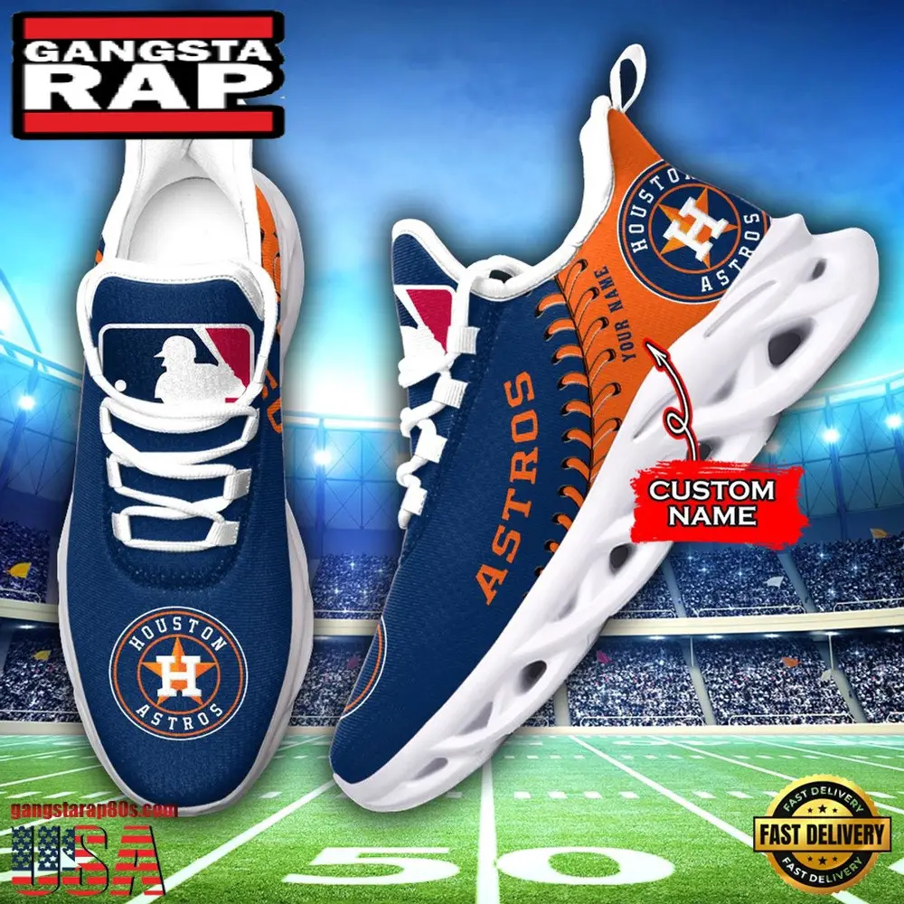 Major League Baseball Houston Astros Unique Design Custom Name Air Max Shoes Air Cushion Sneakers Major League Baseball Houston Astros Unique Design Custom Name Air Max Shoes Air Cushion Sneakers - Image 1