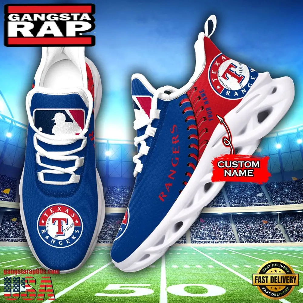 Major League Baseball Texas Rangers Unique Design Custom Name Air Max Shoes Air Cushion Sneakers Major League Baseball Texas Rangers Unique Design Custom Name Air Max Shoes Air Cushion Sneakers - Image 1