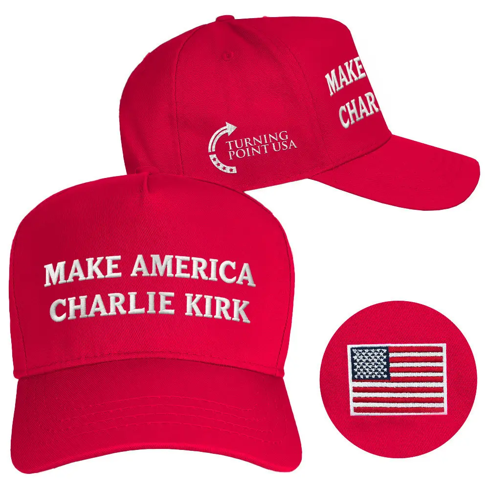 Make America Charlie Kirk Hat Red Embroidered Charlie Kirk Merch Turning Point USA Hat Gifts