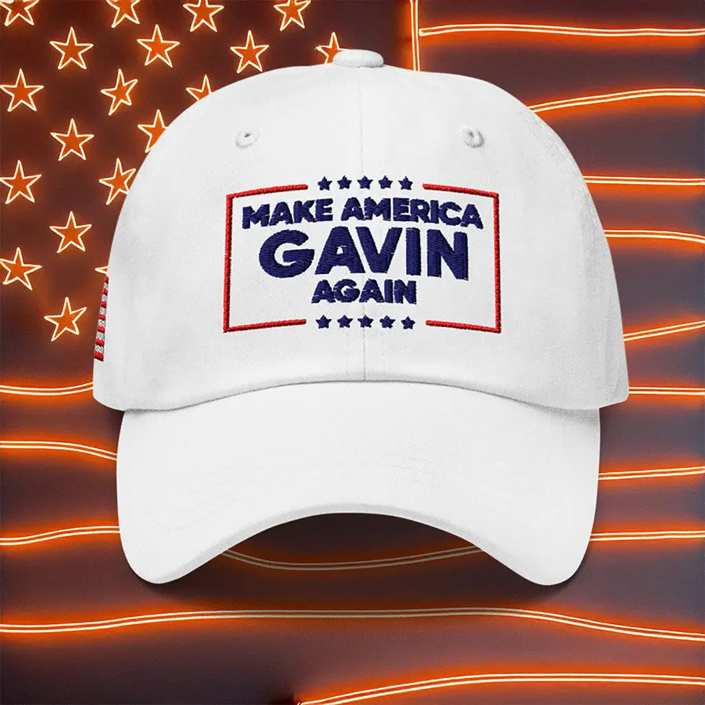 Make America Gavin Again Hat Gavin Newsom Patriot Merch Embroidered Hat Gifts For Dad -WearandDecor