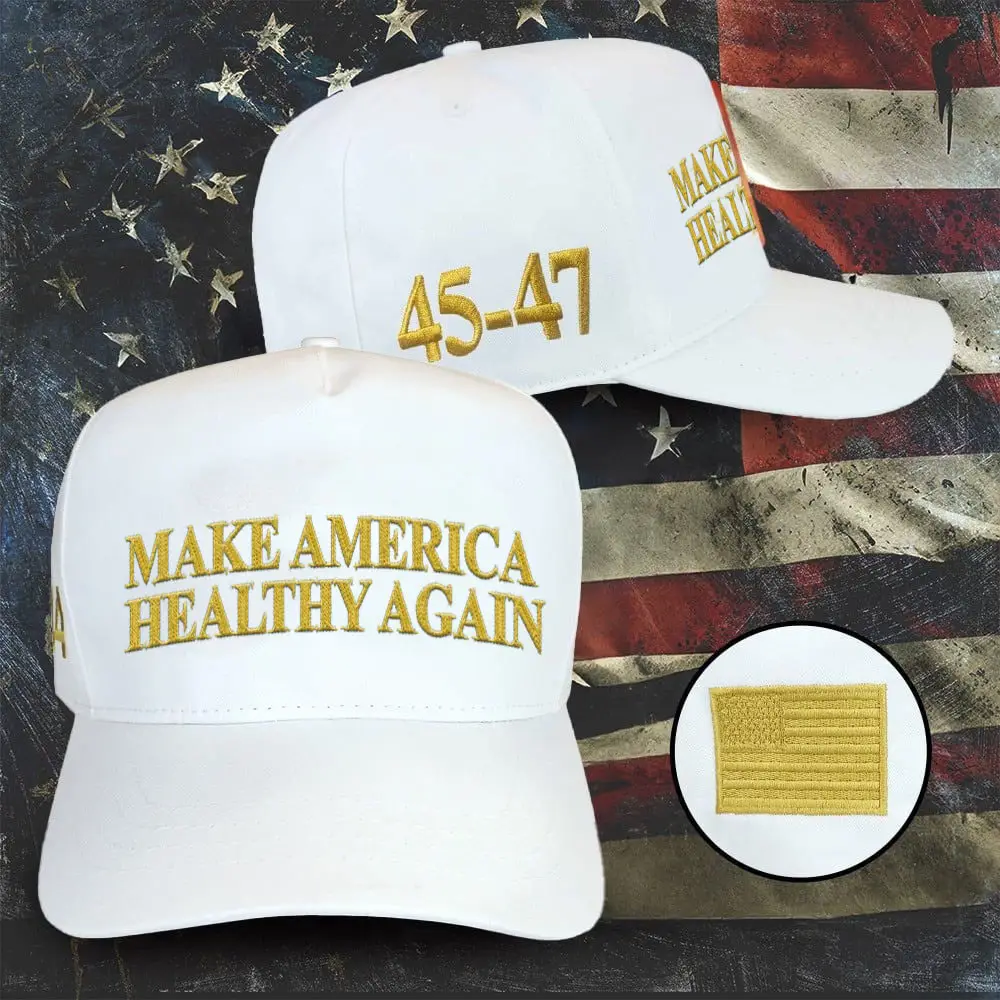 Make America Healthy Again Hat Embroidered Gold White Trump 45-47 Hat Donald Trump Headwear
