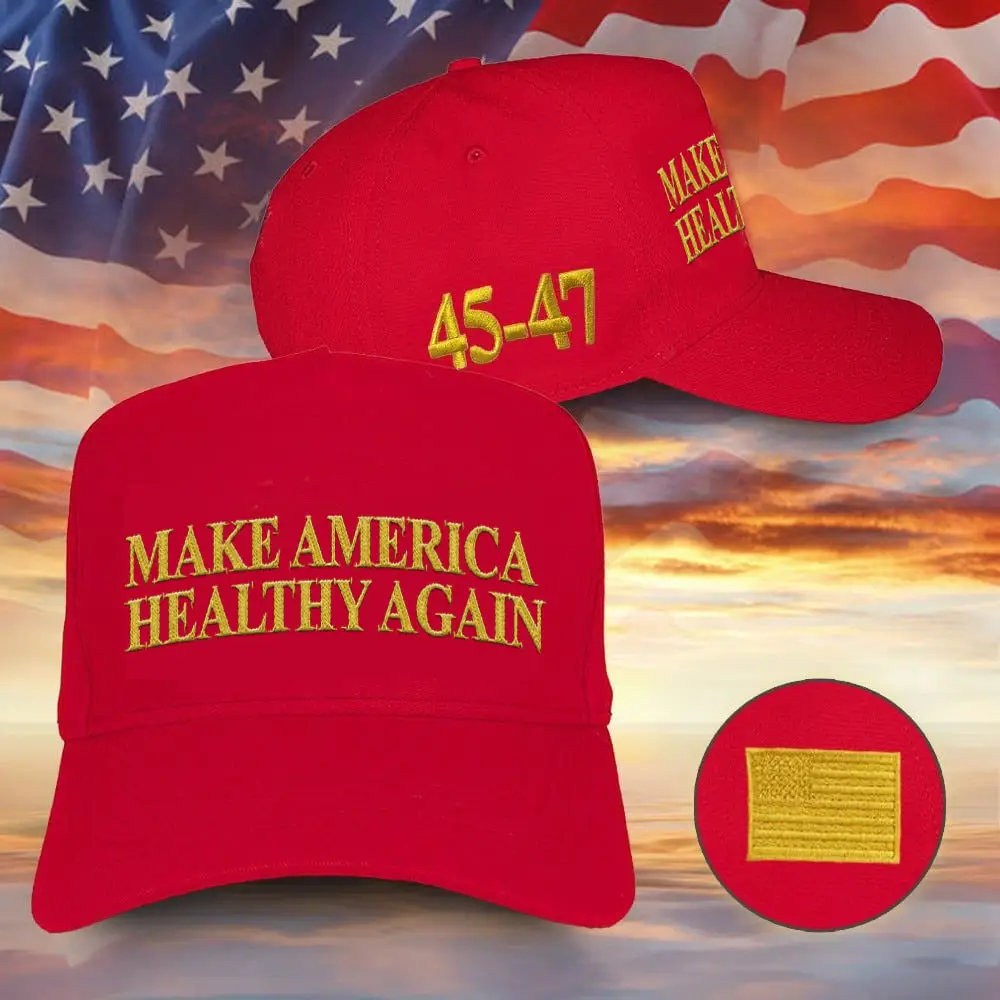 Make America Healthy Again Hat Embroidered Red Trump 45 47 Hat Donald Trump Won Headwear