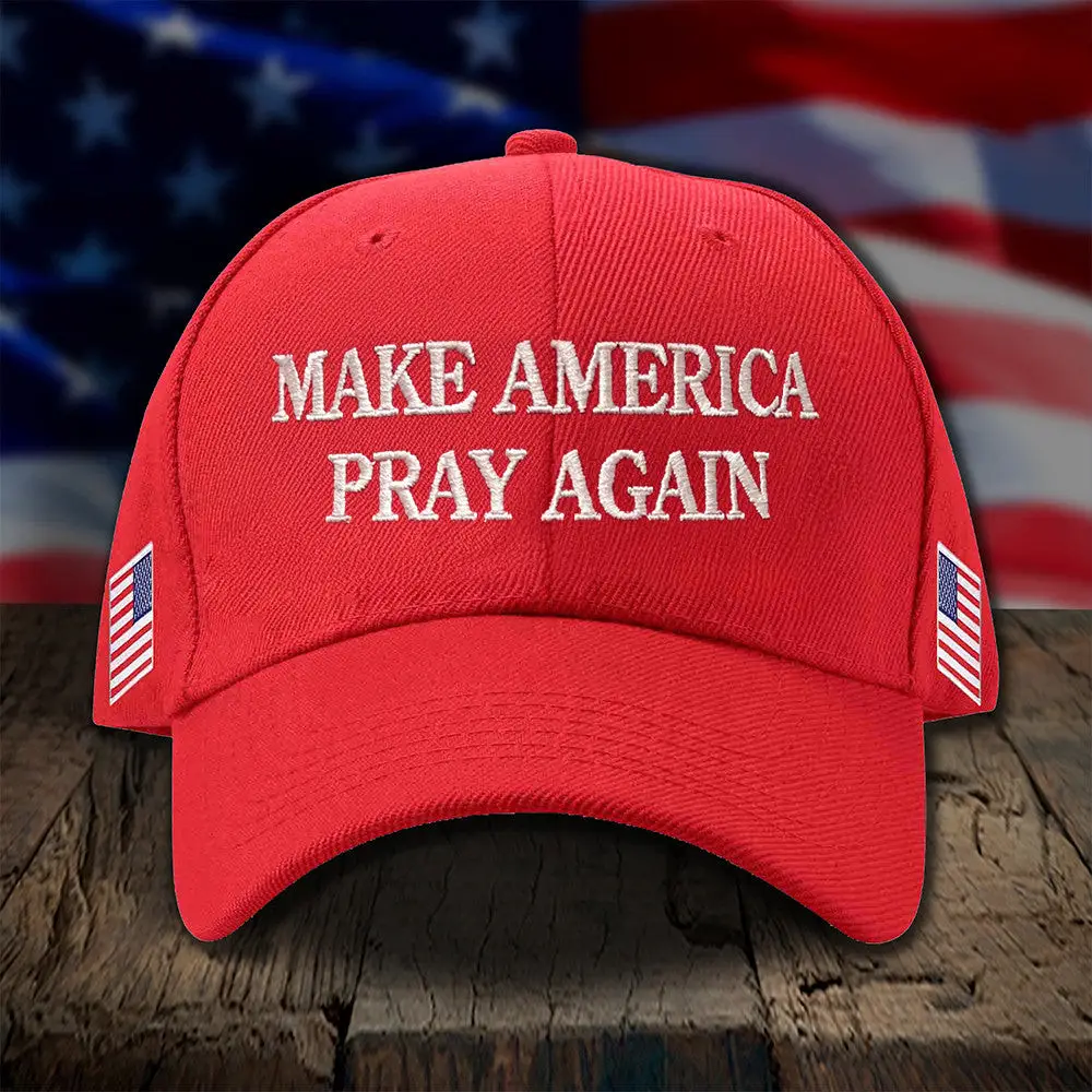 Make America Pray Again Embroidered Hat USA Patriotic Christian Hat Gifts For Dad -WearandDecor