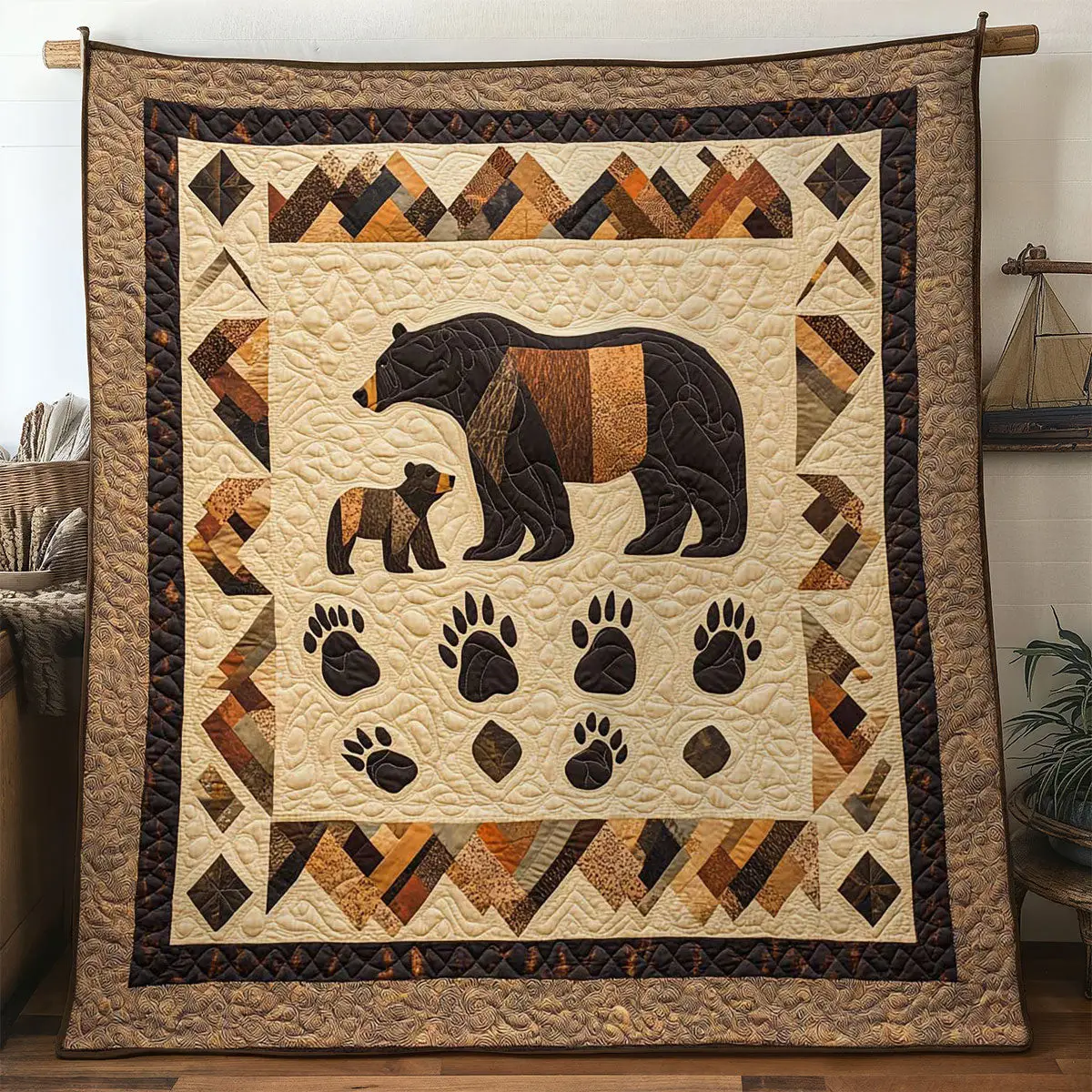 Mama And Cub Bear Quilt Soft Quilt Blanket to Add Style and Warmth