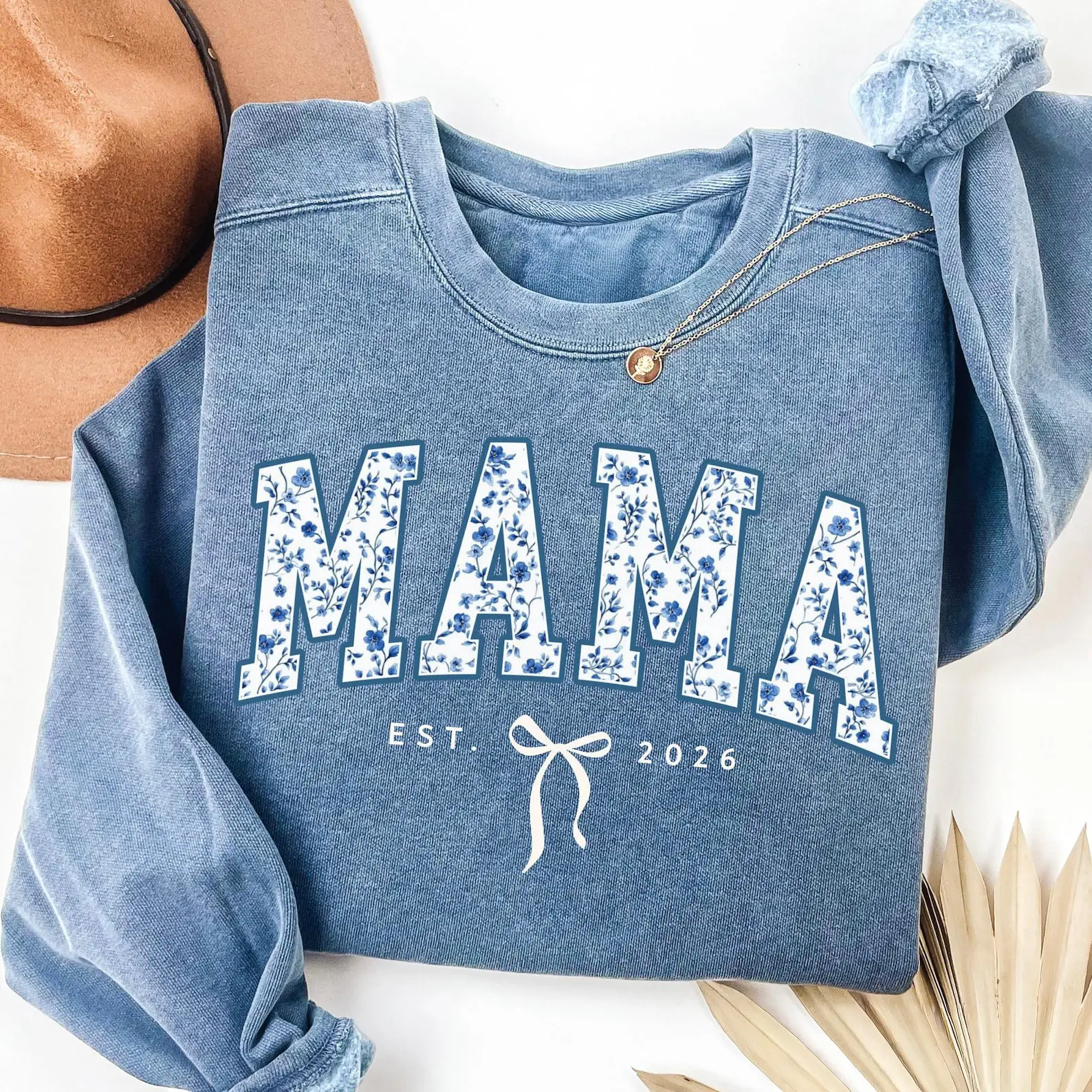 Mama Blue Toile Floral Est 2026 Sweatshirt Special Mother's Day Gifts For Mom Mama Blue Toile Floral Est 2026 Sweatshirt Special Mother's Day Gifts For Mom - Image 1