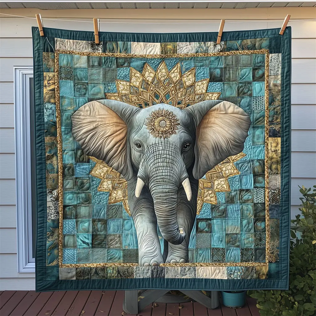 Mandala Elephant Block Pattern Quilt Thoughtful Holiday Gift Featuring Quilt Blanket