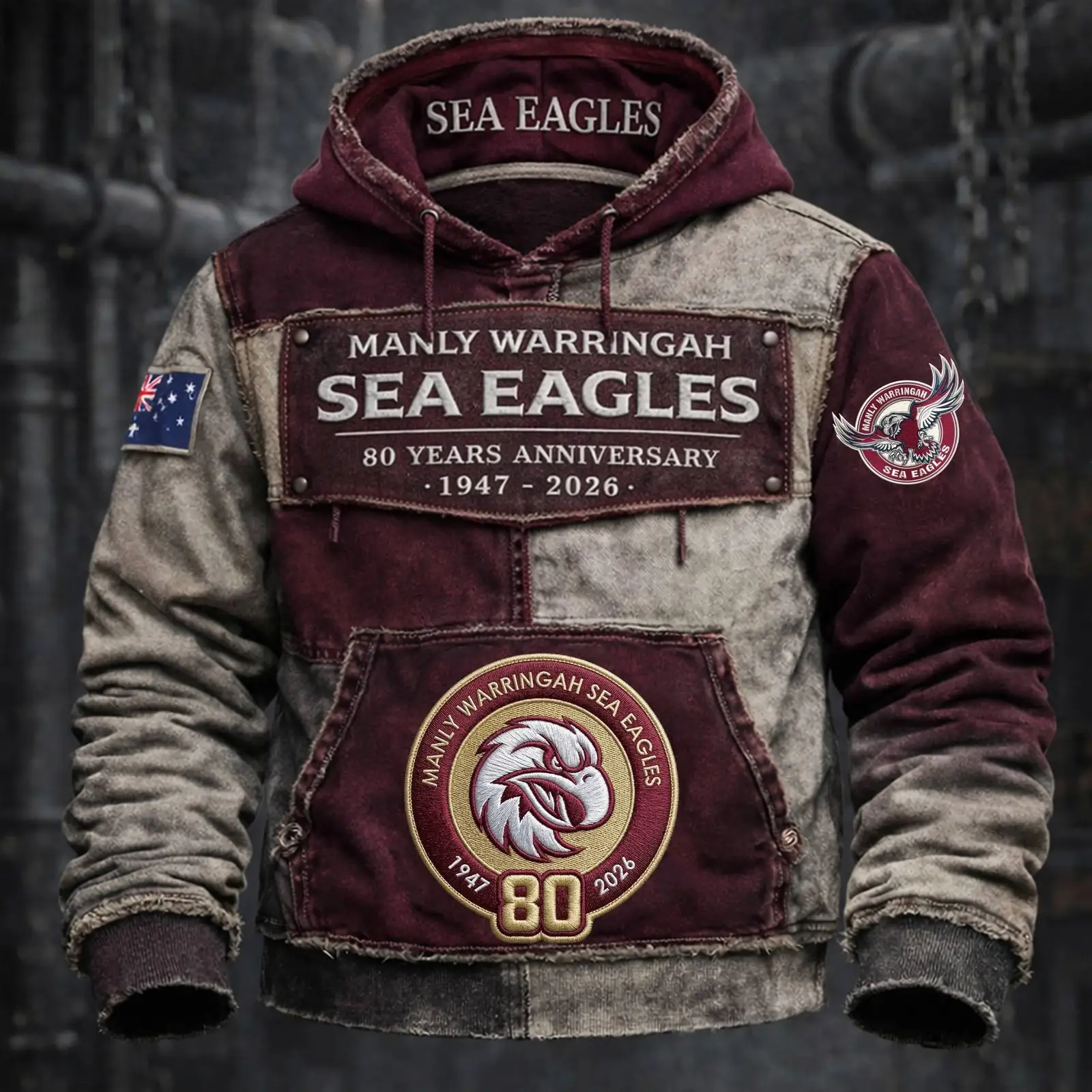 Manly Warringah Sea Eagles 80 Years Anniversary 1947 2026 Hoodie NRL Fan Gear Gift For Eagles Fans Manly Warringah Sea Eagles 80 Years Anniversary 1947 2026 Hoodie NRL Fan Gear Gift For Eagles Fans - Image 1