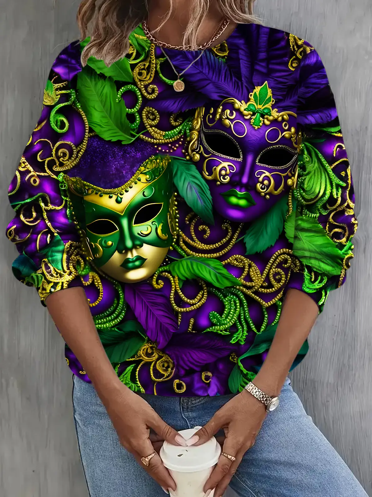Mardi Gras Beautiful Venetian Masks Sweatshirt Mardi Gras Shirts For Women