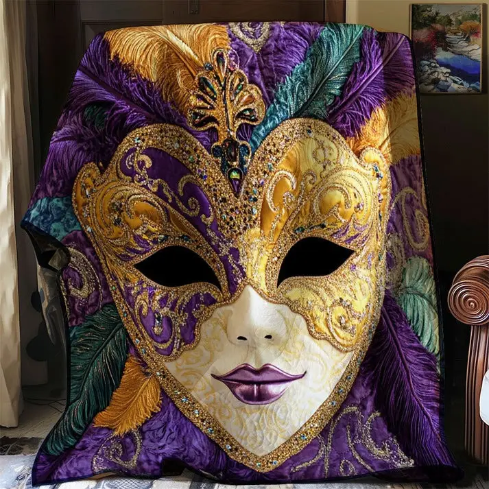Mardi Gras Carnival Splendor Quilted Blanket Holiday Home Decorations Ideas Gifts For Mom