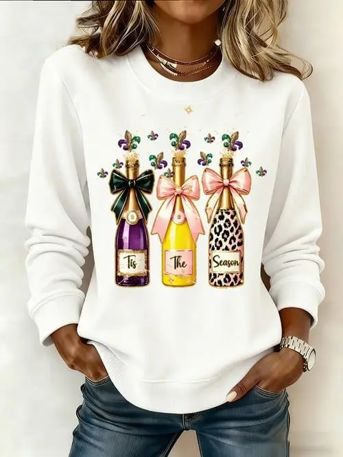 Mardi Gras Champagne Tis The Season Sweatshirt Mardi Gras Top Fat Tuesday Gifts Idea