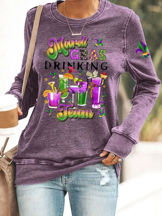 Mardi Gras Drinking Team Sweatshirt Fat Tuesday Mardi Gras Sweatshirt Gifts For Her