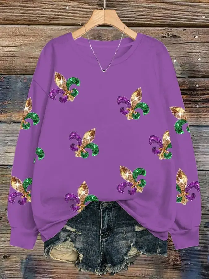 Mardi Gras Fleur De Lis Sweatshirt Mardi Gras Outfits Fat Tuesday Gifts For Women Mardi Gras Fleur De Lis Sweatshirt Mardi Gras Outfits Fat Tuesday Gifts For Women - Image 1